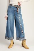 Print Mix Washed Denim Wide-Leg Pants-Jeans-Easel-Stuffology - Where Vintage Meets Modern, A Boutique for Real Women in Crosbyton, TX