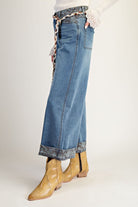 Print Mix Washed Denim Wide-Leg Pants-Jeans-Easel-Stuffology - Where Vintage Meets Modern, A Boutique for Real Women in Crosbyton, TX
