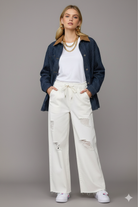 VINTAGE PINSTRIPE WORKWEAR JACKET-Denim Jacket-J.O.A-Stuffology - Where Vintage Meets Modern, A Boutique for Real Women in Crosbyton, TX