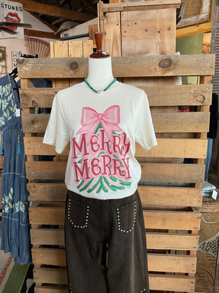 Merry Merry Bow Tree-Graphic Tees-Branded Cotton-Stuffology - Where Vintage Meets Modern, A Boutique for Real Women in Crosbyton, TX