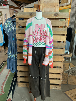 Merry Merry Bow Tree-Graphic Tees-Branded Cotton-Stuffology - Where Vintage Meets Modern, A Boutique for Real Women in Crosbyton, TX