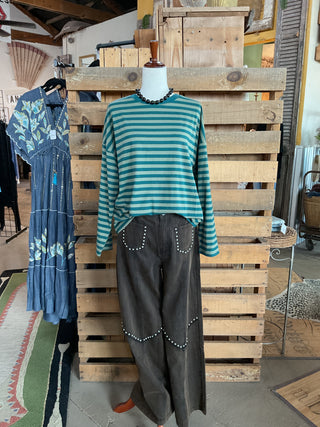Striped Long Sleeve Tee-Oversized Top-Zenana-Stuffology - Where Vintage Meets Modern, A Boutique for Real Women in Crosbyton, TX