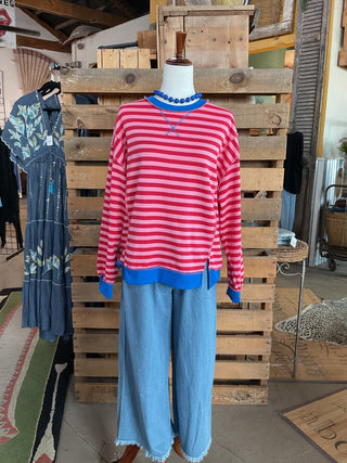 French Terry Striped Long Sleeve Pullover-Pullover Top-ZENANA-Stuffology - Where Vintage Meets Modern, A Boutique for Real Women in Crosbyton, TX