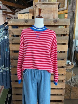 French Terry Striped Long Sleeve Pullover-Pullover Top-ZENANA-Stuffology - Where Vintage Meets Modern, A Boutique for Real Women in Crosbyton, TX