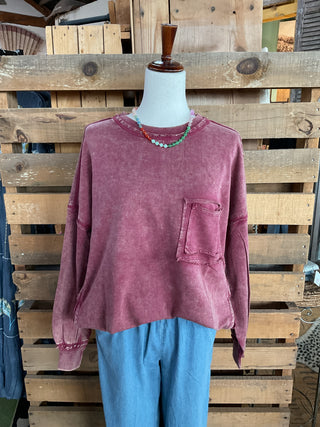 French Terry Pullover Top-SWEATSHIRT-ZENANA-Stuffology - Where Vintage Meets Modern, A Boutique for Real Women in Crosbyton, TX