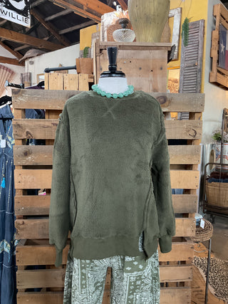 Oversized Casual Solid Fleece Top