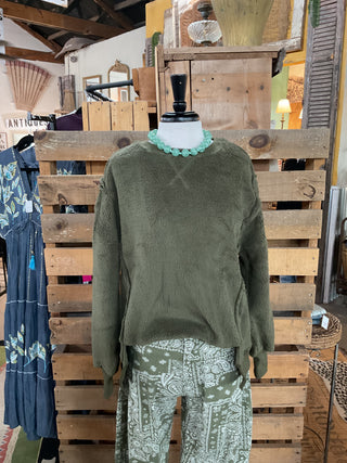Oversized Casual Solid Fleece Top