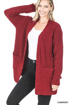 Popcorn Open-Front Cardigan-Sweater Cardigan-Zenana-Stuffology - Where Vintage Meets Modern, A Boutique for Real Women in Crosbyton, TX