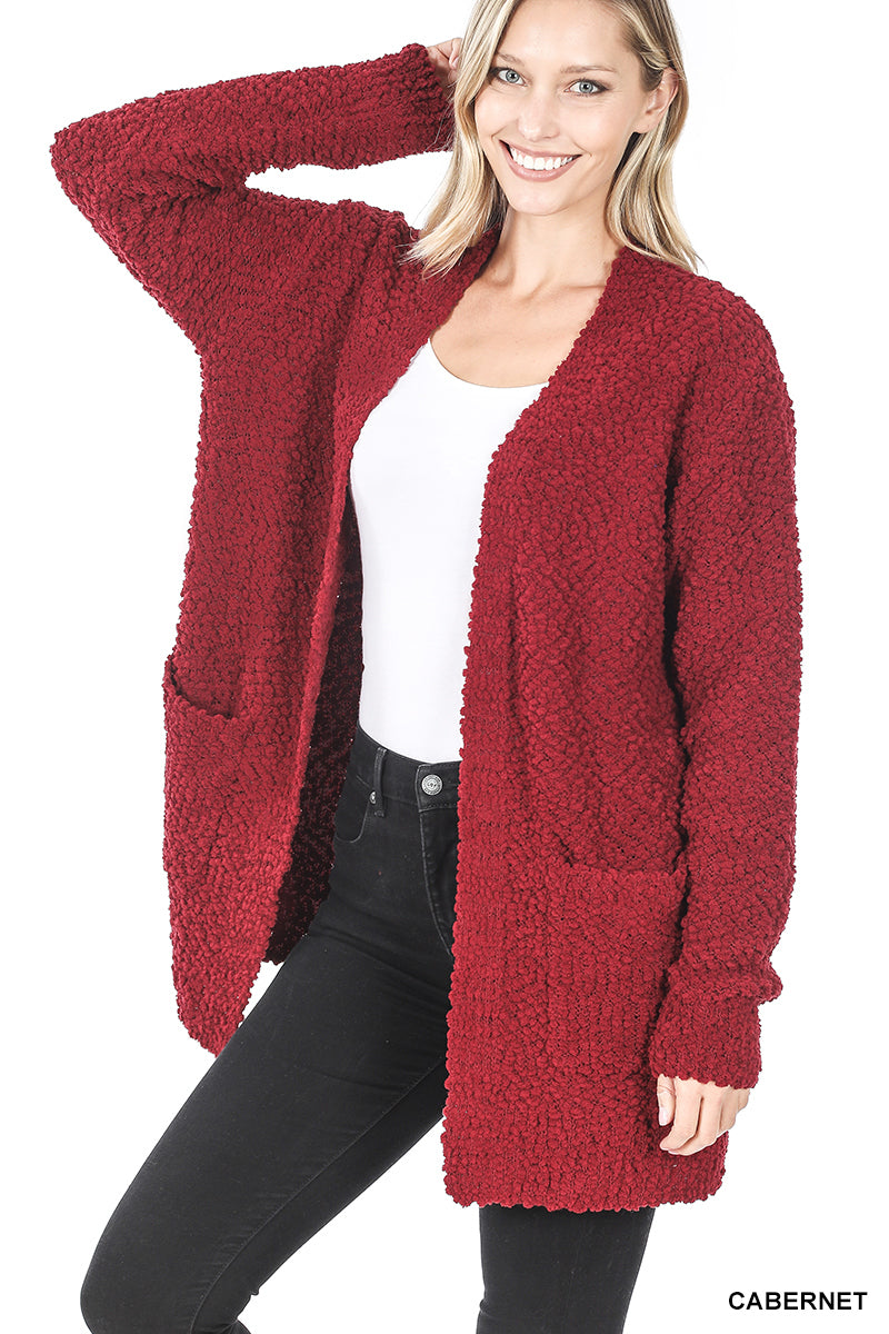 Popcorn Open-Front Cardigan-Sweater Cardigan-Zenana-Stuffology - Where Vintage Meets Modern, A Boutique for Real Women in Crosbyton, TX