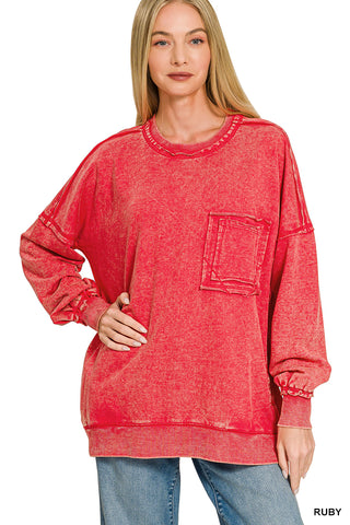 French Terry Pullover Top-SWEATSHIRT-ZENANA-Stuffology - Where Vintage Meets Modern, A Boutique for Real Women in Crosbyton, TX