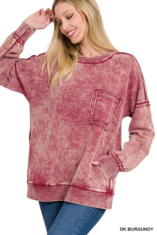 French Terry Pullover Top-SWEATSHIRT-ZENANA-Stuffology - Where Vintage Meets Modern, A Boutique for Real Women in Crosbyton, TX