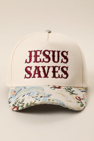 Jesus Saves Embroidered Trucker Hat-Trucker Hat-Fashion City-Stuffology - Where Vintage Meets Modern, A Boutique for Real Women in Crosbyton, TX