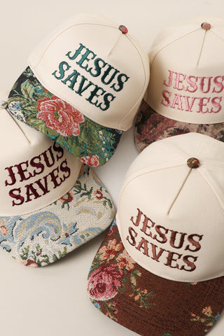 Jesus Saves Embroidered Trucker Hat-Trucker Hat-Fashion City-Stuffology - Where Vintage Meets Modern, A Boutique for Real Women in Crosbyton, TX