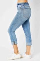 Judy Blue Mid Rise Cuffed Skinny - JB72116REG | Stuffology Boutique-Jeans-Judy Blue-Stuffology - Where Vintage Meets Modern, A Boutique for Real Women in Crosbyton, TX