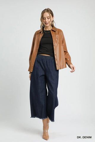 Washed Denim Pants with Fringe Hem-Pants-Umgee-Stuffology - Where Vintage Meets Modern, A Boutique for Real Women in Crosbyton, TX