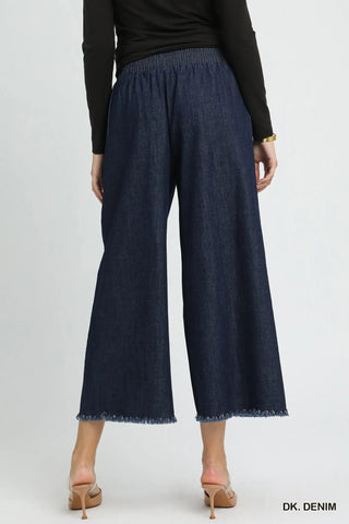 Washed Denim Pants with Fringe Hem-Pants-Umgee-Stuffology - Where Vintage Meets Modern, A Boutique for Real Women in Crosbyton, TX