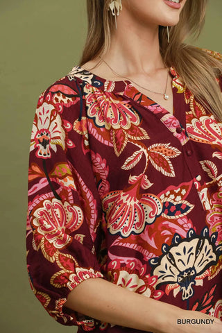 Boho Paisley Puff Sleeve Blouse-Blouse-Umgee-Stuffology - Where Vintage Meets Modern, A Boutique for Real Women in Crosbyton, TX