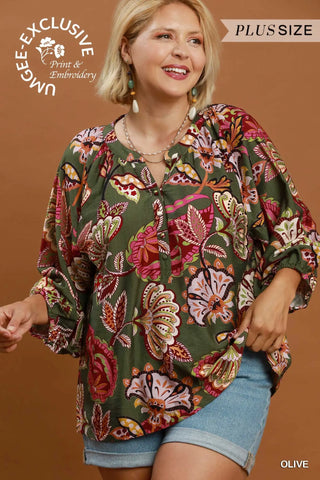 Boho Paisley Puff Sleeve Blouse-Blouse-Umgee-Stuffology - Where Vintage Meets Modern, A Boutique for Real Women in Crosbyton, TX