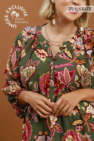Boho Paisley Puff Sleeve Blouse-Blouse-Umgee-Stuffology - Where Vintage Meets Modern, A Boutique for Real Women in Crosbyton, TX