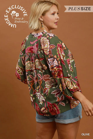 Boho Paisley Puff Sleeve Blouse-Blouse-Umgee-Stuffology - Where Vintage Meets Modern, A Boutique for Real Women in Crosbyton, TX