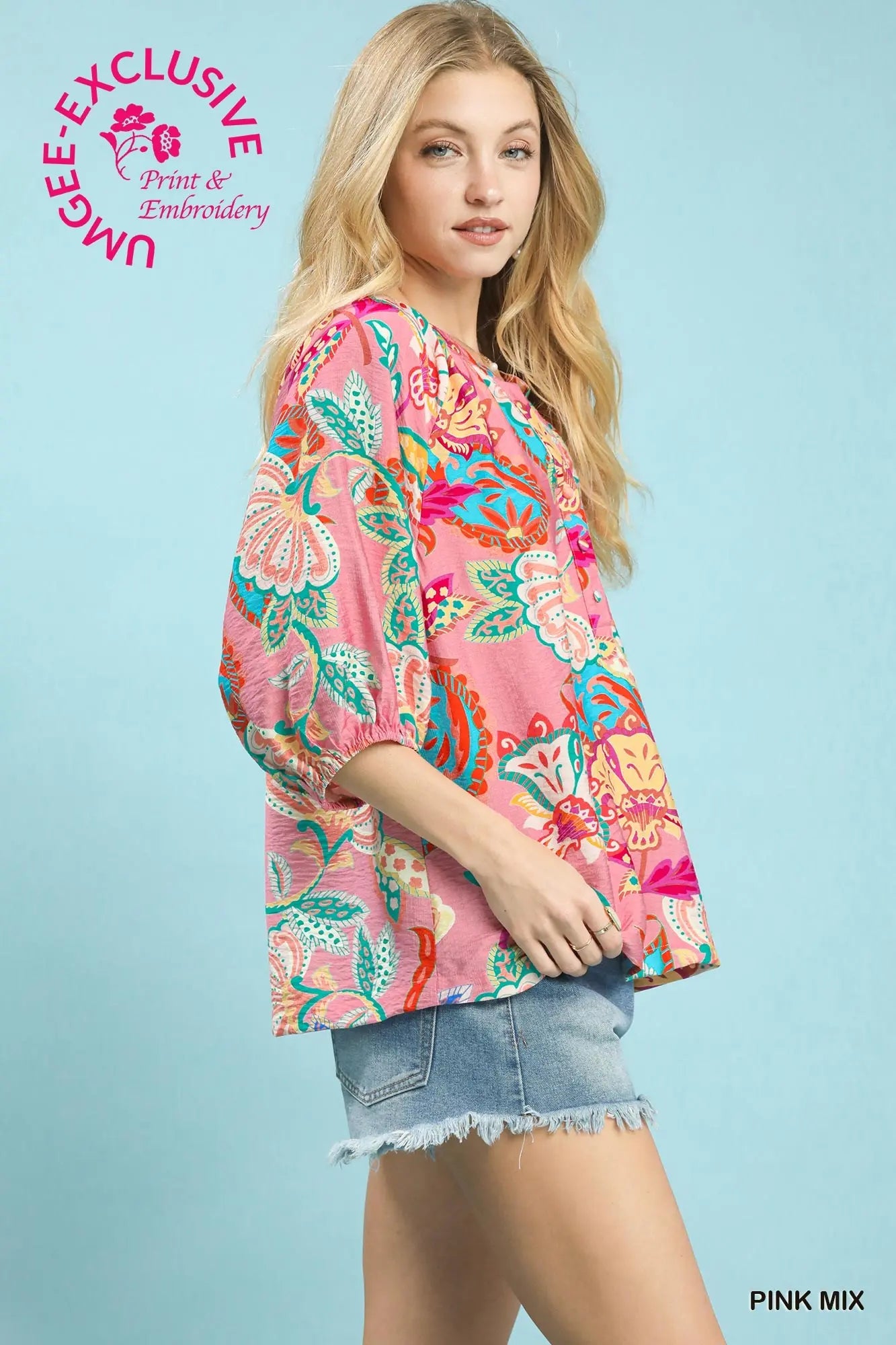 Paisley Print V-Neck Top-Top-Umgee-Stuffology - Where Vintage Meets Modern, A Boutique for Real Women in Crosbyton, TX