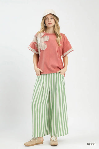 French Terry Floral Rose Top-Top-Umgee-Stuffology - Where Vintage Meets Modern, A Boutique for Real Women in Crosbyton, TX