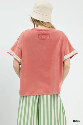 French Terry Floral Rose Top-Top-Umgee-Stuffology - Where Vintage Meets Modern, A Boutique for Real Women in Crosbyton, TX