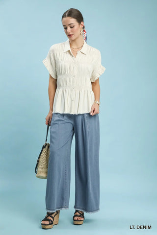 Stone Washed Wide Leg Pants-Pants-Umgee-Stuffology - Where Vintage Meets Modern, A Boutique for Real Women in Crosbyton, TX