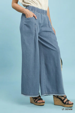Stone Washed Wide Leg Pants-Pants-Umgee-Stuffology - Where Vintage Meets Modern, A Boutique for Real Women in Crosbyton, TX