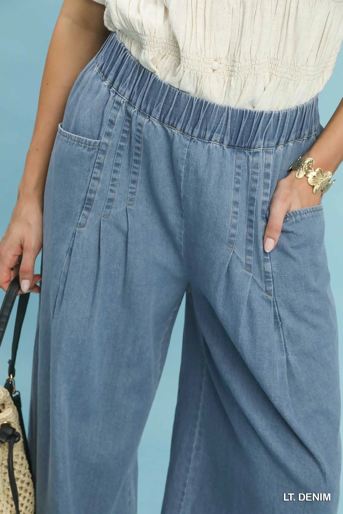 Stone Washed Wide Leg Pants-Pants-Umgee-Stuffology - Where Vintage Meets Modern, A Boutique for Real Women in Crosbyton, TX