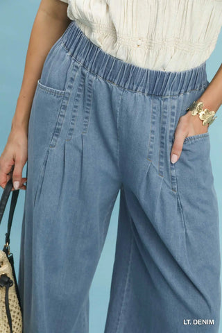 Stone Washed Wide Leg Pants-Pants-Umgee-Stuffology - Where Vintage Meets Modern, A Boutique for Real Women in Crosbyton, TX