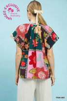 Floral Patchwork Tassel Tie Top-Blouse-Umgee-Stuffology - Where Vintage Meets Modern, A Boutique for Real Women in Crosbyton, TX