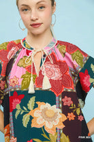 Floral Patchwork Tassel Tie Top-Blouse-Umgee-Stuffology - Where Vintage Meets Modern, A Boutique for Real Women in Crosbyton, TX