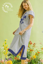 Wildflowers on the Rim Blue Stripe Embroidered Midi Dress-Dresses-Umgee-Stuffology - Where Vintage Meets Modern, A Boutique for Real Women in Crosbyton, TX
