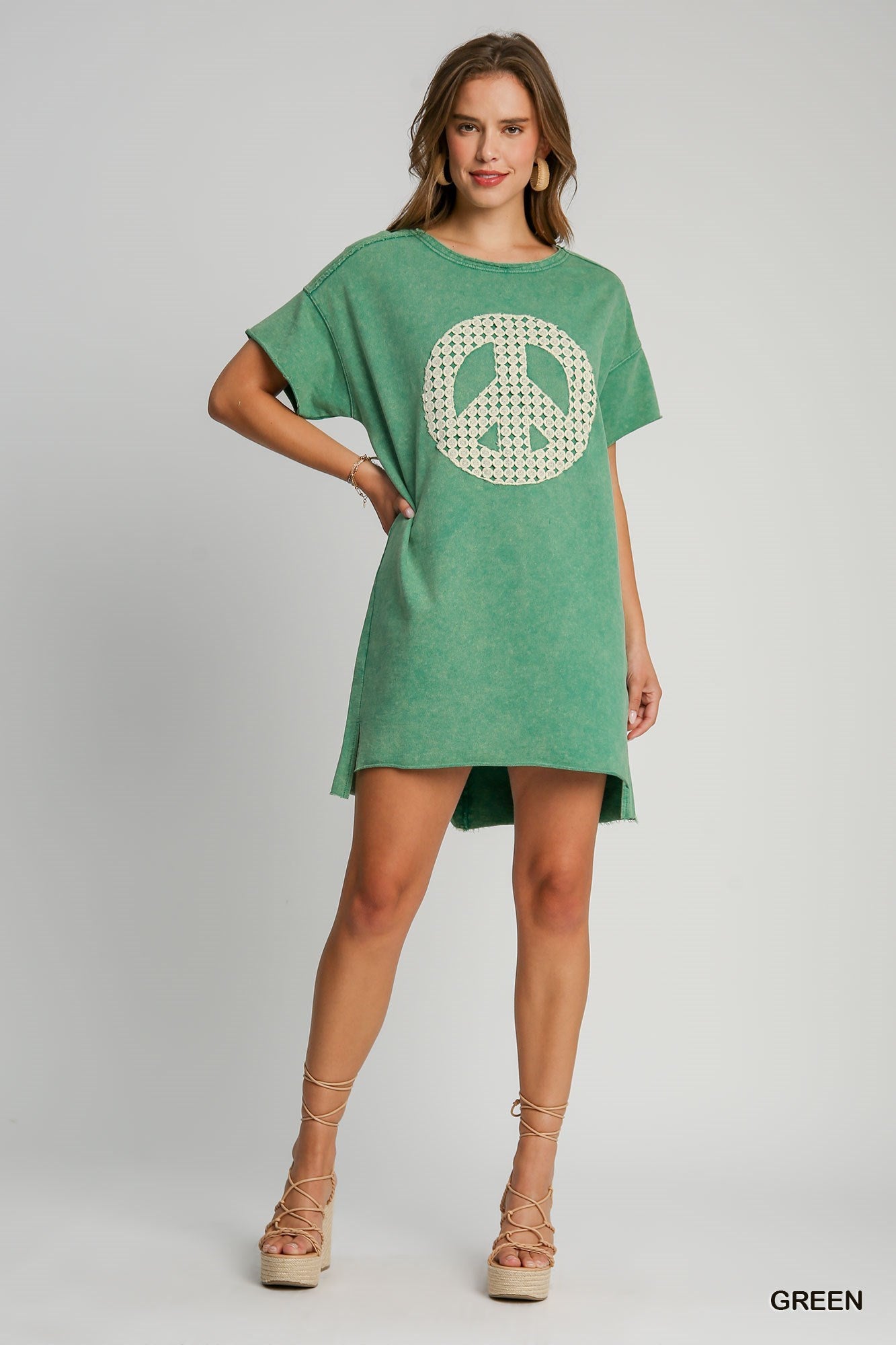 Peace Sign Lace Applique Dress /Stuffology Boutique-Dresses-Umgee-Stuffology - Where Vintage Meets Modern, A Boutique for Real Women in Crosbyton, TX