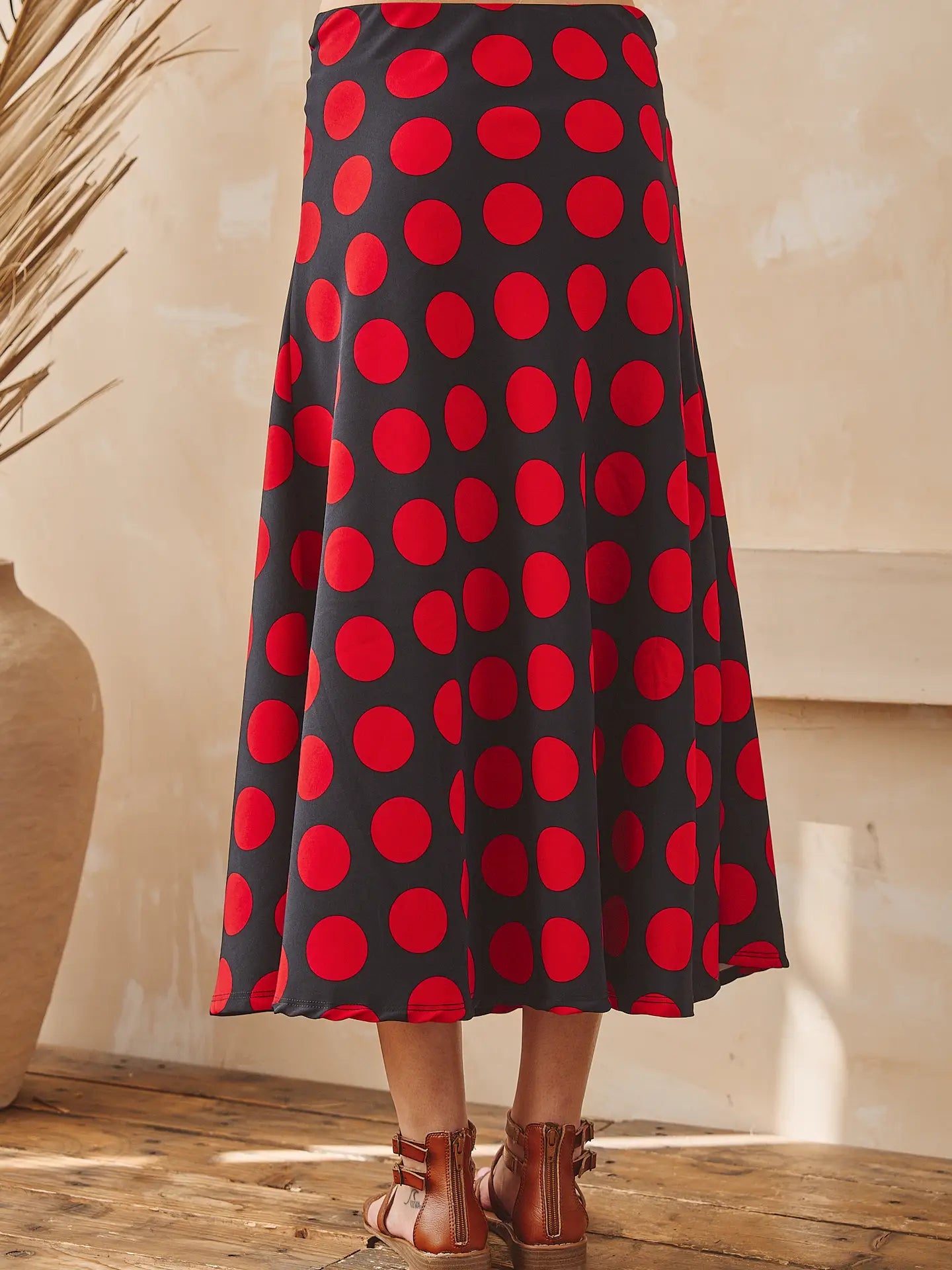 Polka Dot Print Midi Skirt-Skirts-JADE BY JANE-Stuffology - Where Vintage Meets Modern, A Boutique for Real Women in Crosbyton, TX