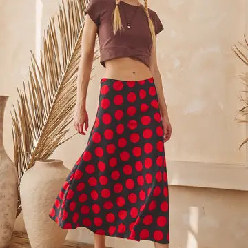 Polka Dot Print Midi Skirt-Skirts-JADE BY JANE-Stuffology - Where Vintage Meets Modern, A Boutique for Real Women in Crosbyton, TX