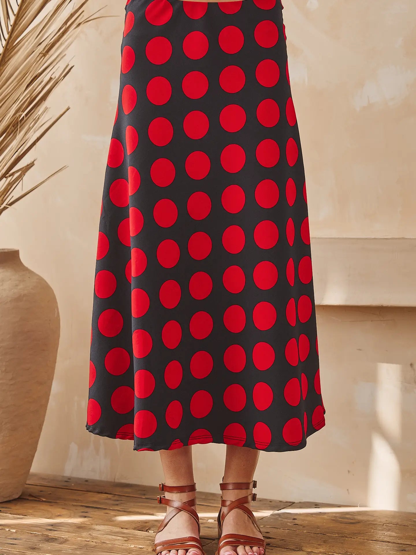 Polka Dot Print Midi Skirt-Skirts-JADE BY JANE-Stuffology - Where Vintage Meets Modern, A Boutique for Real Women in Crosbyton, TX