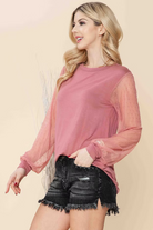Solid Tunic Top with Lace Sleeves-Burgundy Apparel-Stuffology - Where Vintage Meets Modern, A Boutique for Real Women in Crosbyton, TX