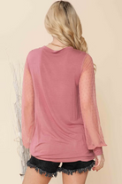 Solid Tunic Top with Lace Sleeves-Burgundy Apparel-Stuffology - Where Vintage Meets Modern, A Boutique for Real Women in Crosbyton, TX