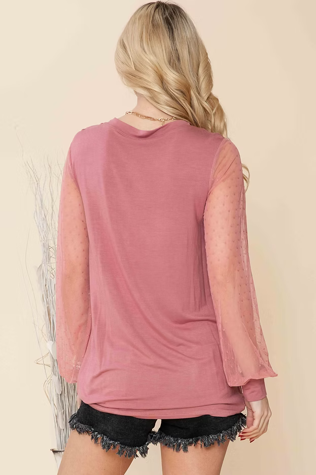 Solid Tunic Top with Lace Sleeves-Burgundy Apparel-Stuffology - Where Vintage Meets Modern, A Boutique for Real Women in Crosbyton, TX