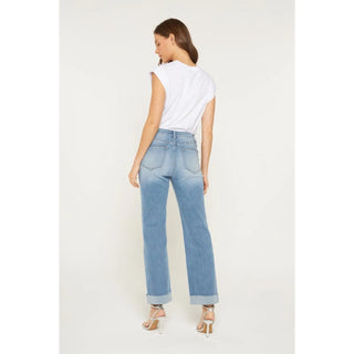 Mica High Rise Straight Leg Cuffed Hem Jeans-Mica Denim-Stuffology - Where Vintage Meets Modern, A Boutique for Real Women in Crosbyton, TX