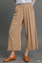 Umgee Linen Blend Wide Leg Pants - Latte-Pants-Umgee-Stuffology - Where Vintage Meets Modern, A Boutique for Real Women in Crosbyton, TX