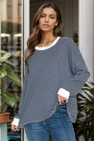 Loose Fit Stripe Tunic Top-Top-Burgundy Apparel-Stuffology - Where Vintage Meets Modern, A Boutique for Real Women in Crosbyton, TX