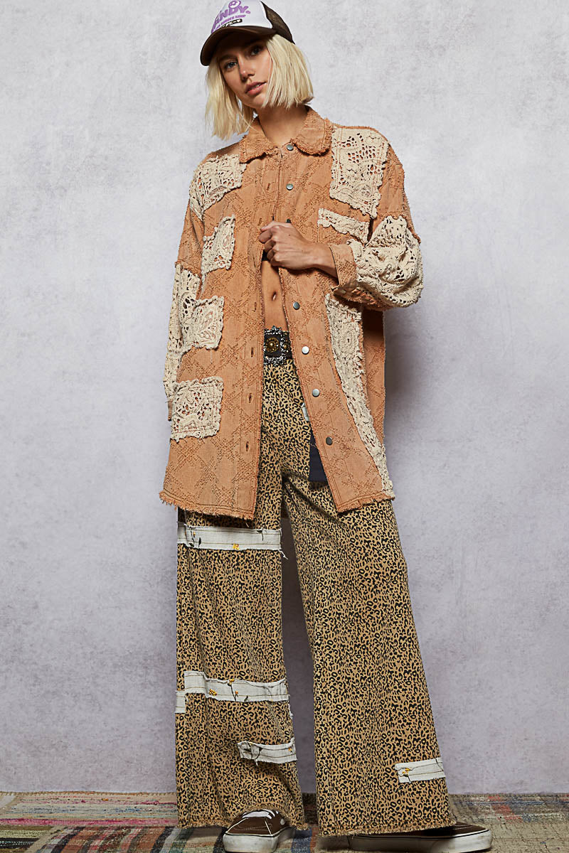 POL Clothing Textured Twill Shacket-Shacket-POL Clothing-Stuffology - Where Vintage Meets Modern, A Boutique for Real Women in Crosbyton, TX