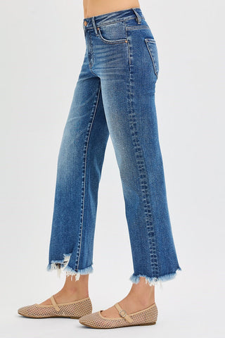 Mid Rise Crop Straight Risen Jeans