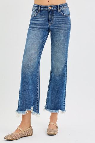 Mid Rise Crop Straight Risen Jeans