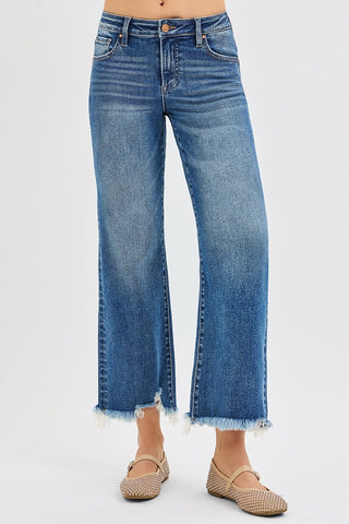 Mid Rise Crop Straight Risen Jeans