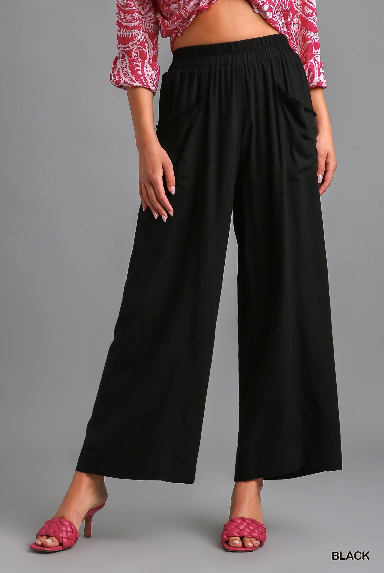 Black Wide Leg Linen Pants - Umgee / Stuffology Boutique-Pants-Umgee-Stuffology - Where Vintage Meets Modern, A Boutique for Real Women in Crosbyton, TX