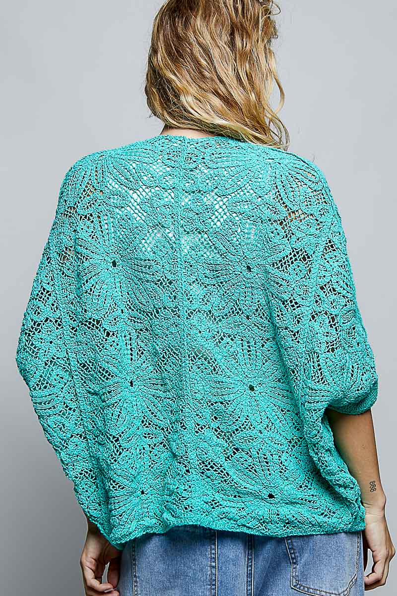 POL Clothing V-Neck Crochet Batwing Sleeve Cardigan Top-Shirt / Jacket-Pol Clothing-Stuffology - Where Vintage Meets Modern, A Boutique for Real Women in Crosbyton, TX